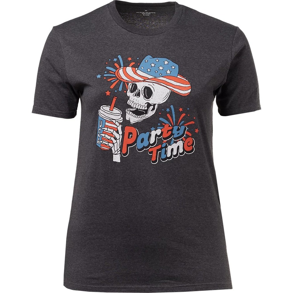 Academy Party Time T-Shirt Mens XL Charcoal Patriotic Skull Graphic Tee NEW